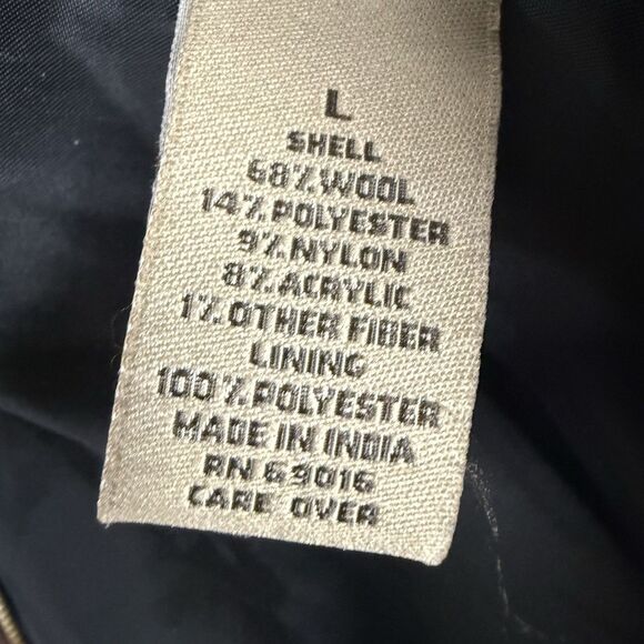 Ruff Hewn Full Zip Jacket Wool Blend Elbow Patch Womens L Brown Plaid Zip Pocket - Picture 12 of 13